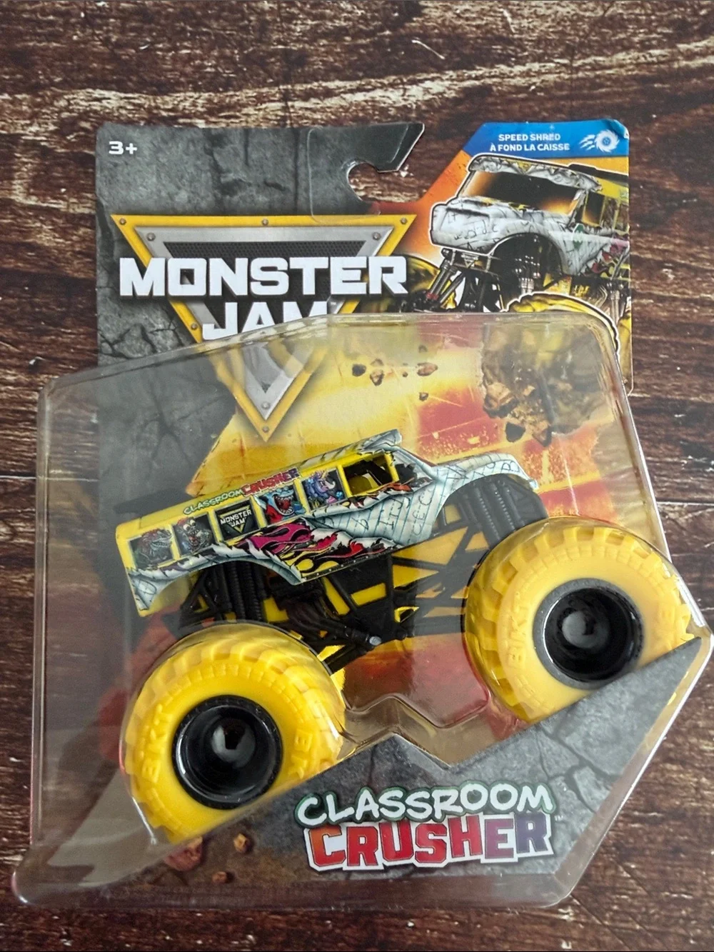 Series 46 Monster Jam Classroom Crusher Yellow Monster Truck 1:64 scale
